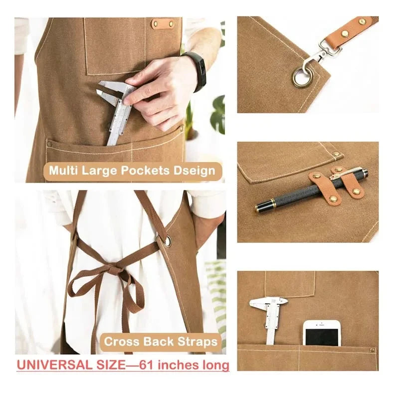 Household Canvas Apron with Tool Pockets