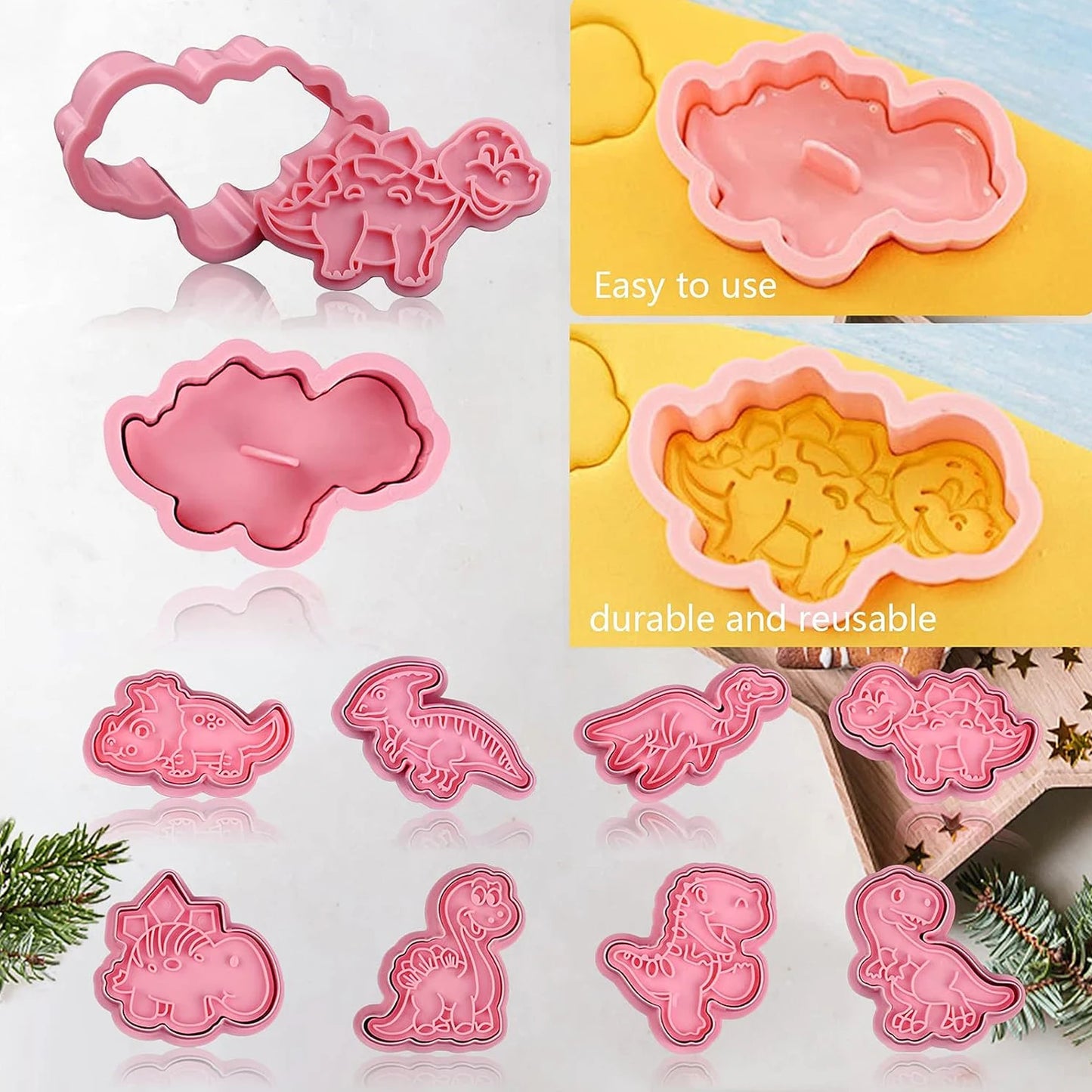 8-Piece Dinosaur Cookie Cutters Set